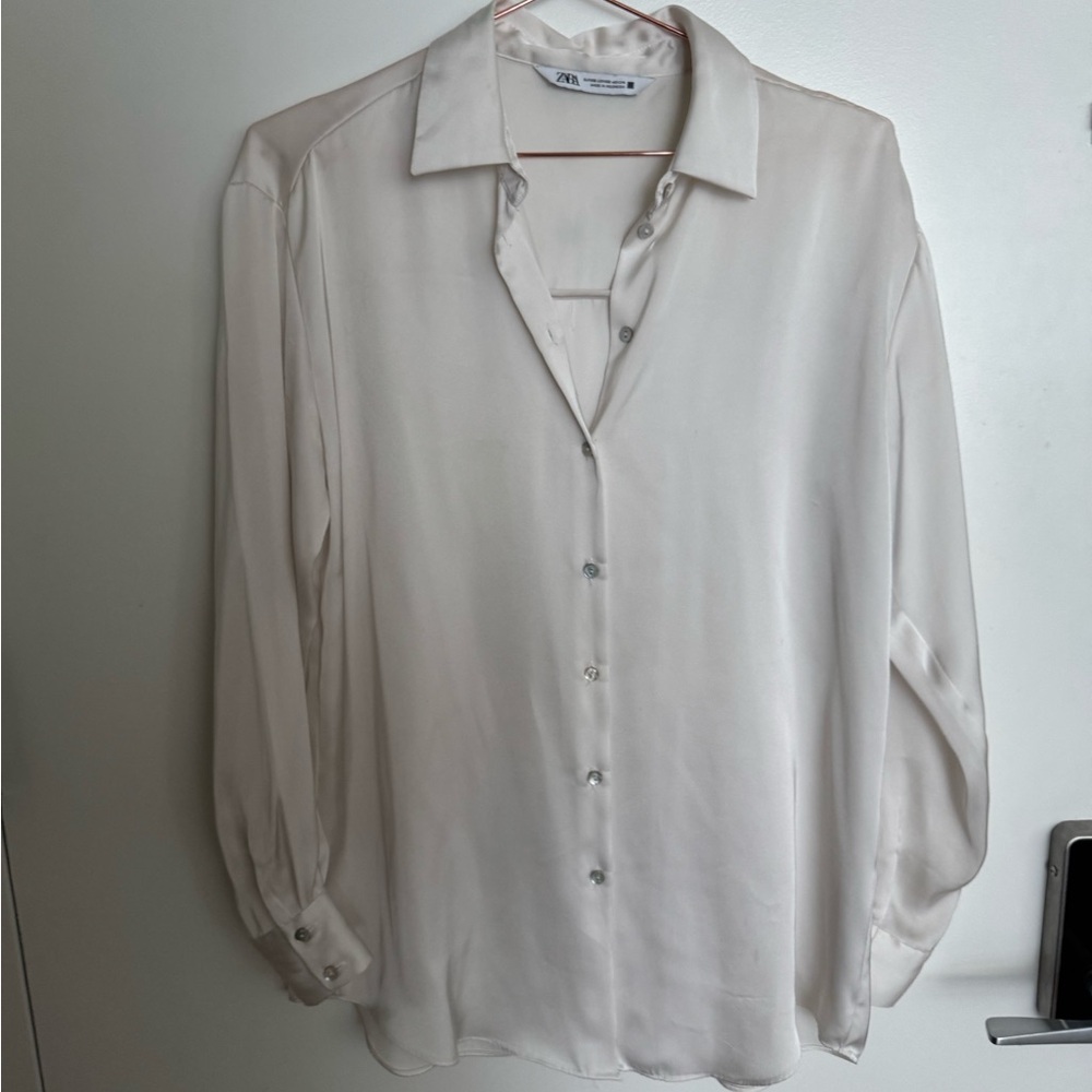 Zara Cream Button-Up Blouse